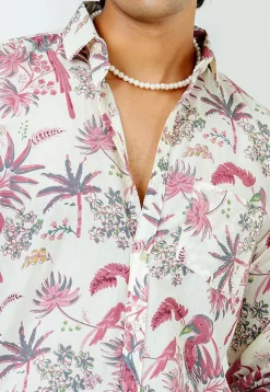 Printed Pure Cotton Shirt in Off White