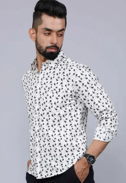 Printed Pure Cotton Shirt in White