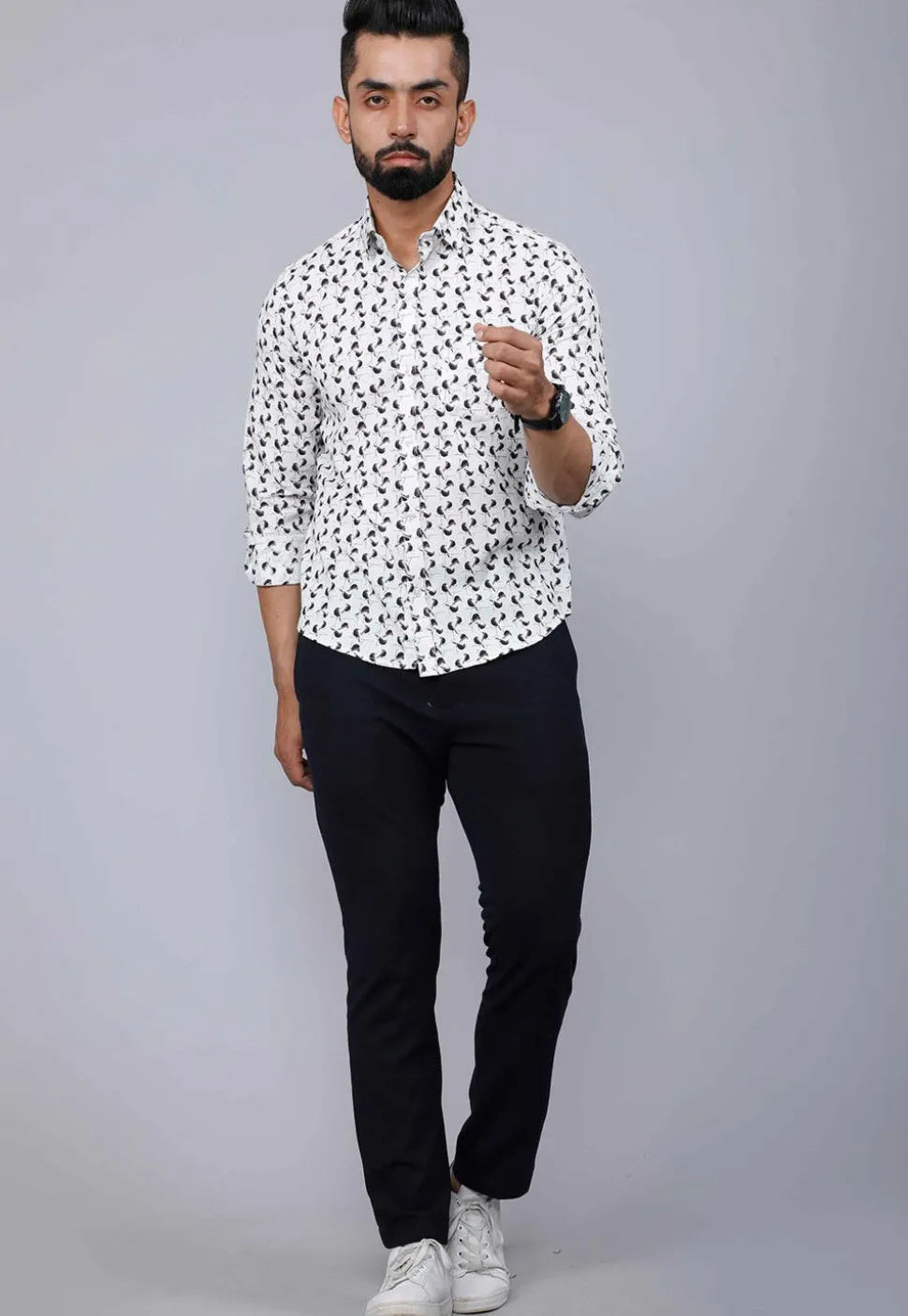 Printed Pure Cotton Shirt in White
