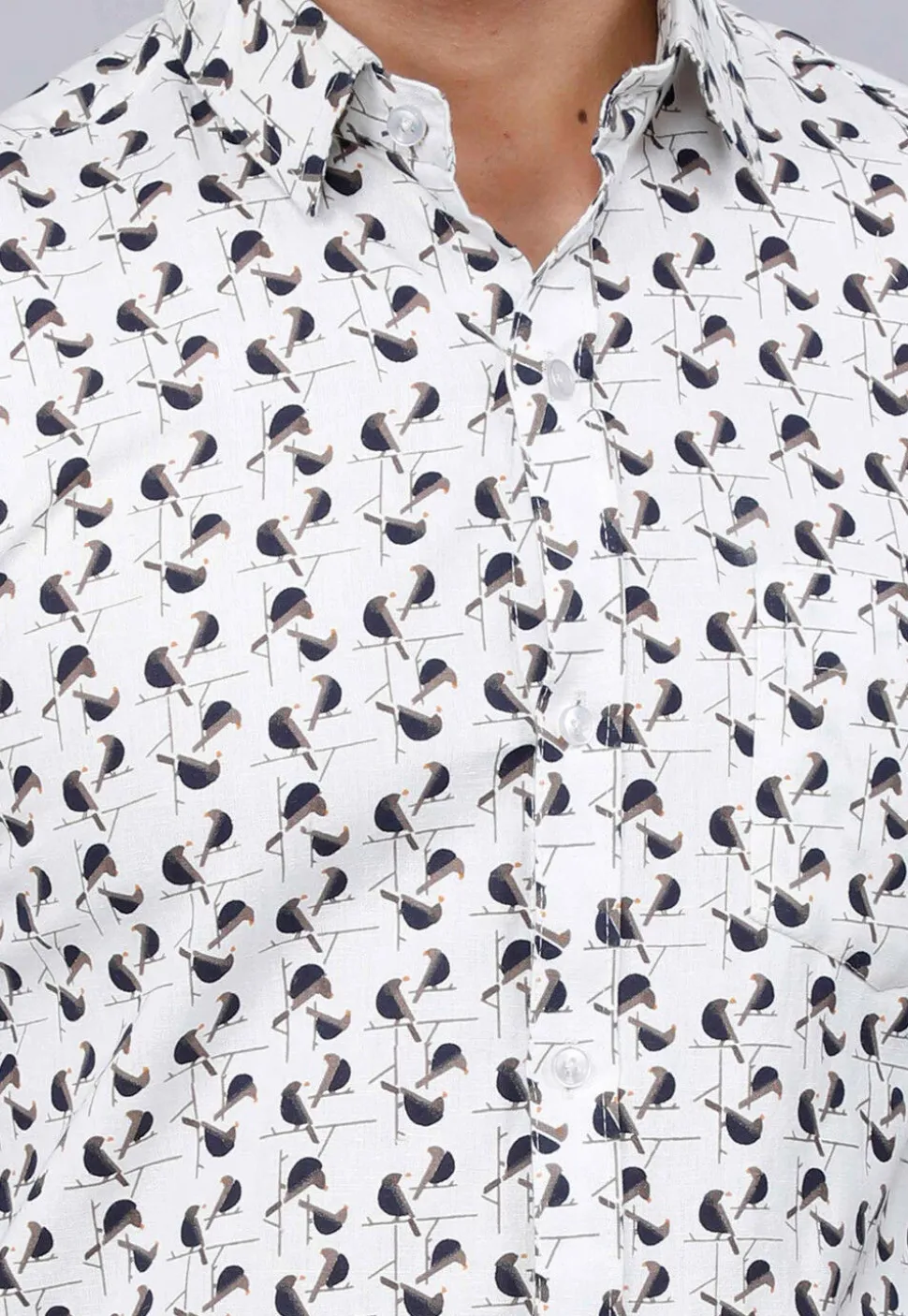 Printed Pure Cotton Shirt in White
