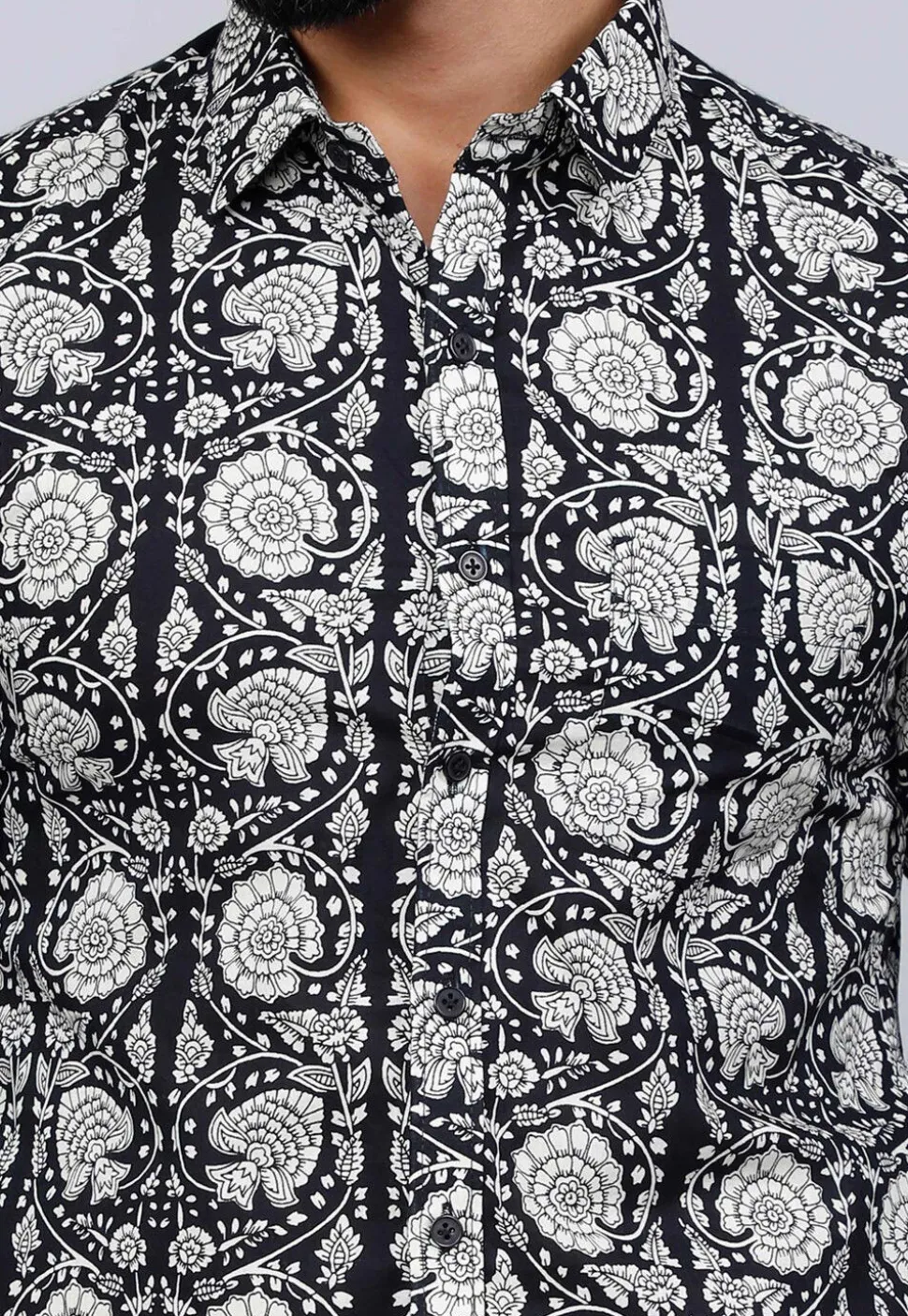 Printed Pure Cotton Shirt in Black
