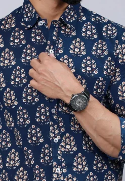 Printed Pure Cotton Shirt in Blue