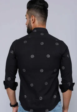 Printed Pure Cotton Shirt in Black