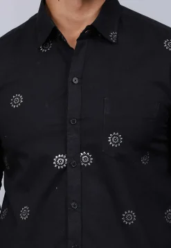 Printed Pure Cotton Shirt in Black