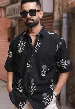 Printed Pure Cotton Shirt in Black