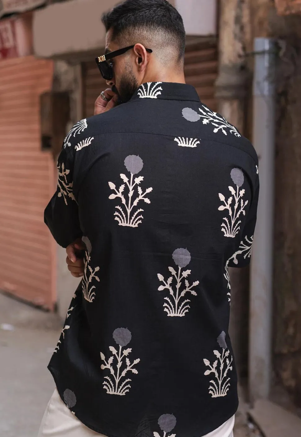 Printed Pure Cotton Shirt in Black
