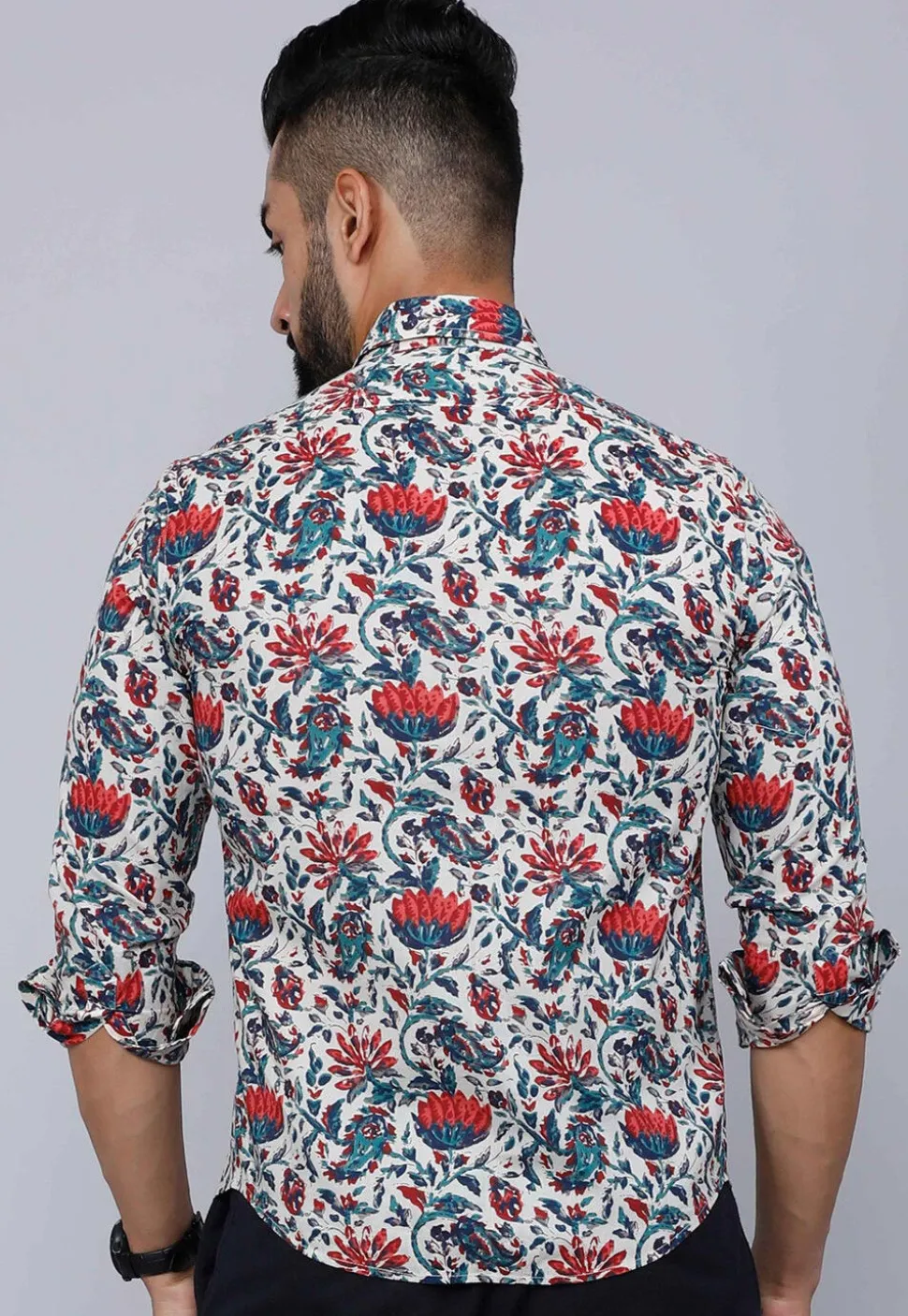Printed Pure Cotton Shirt in Off White