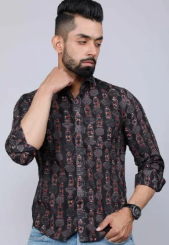 Printed Pure Cotton Shirt in Black