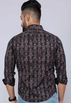 Printed Pure Cotton Shirt in Black