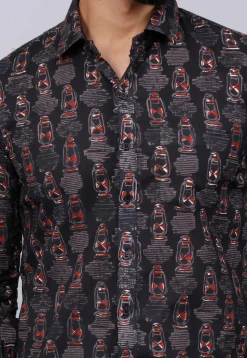 Printed Pure Cotton Shirt in Black