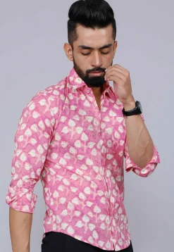 Printed Pure Cotton Shirt in Pink