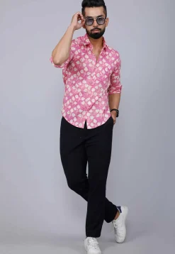 Printed Pure Cotton Shirt in Pink