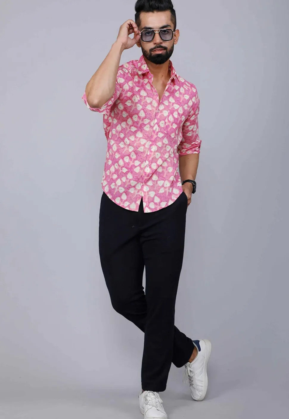 Printed Pure Cotton Shirt in Pink