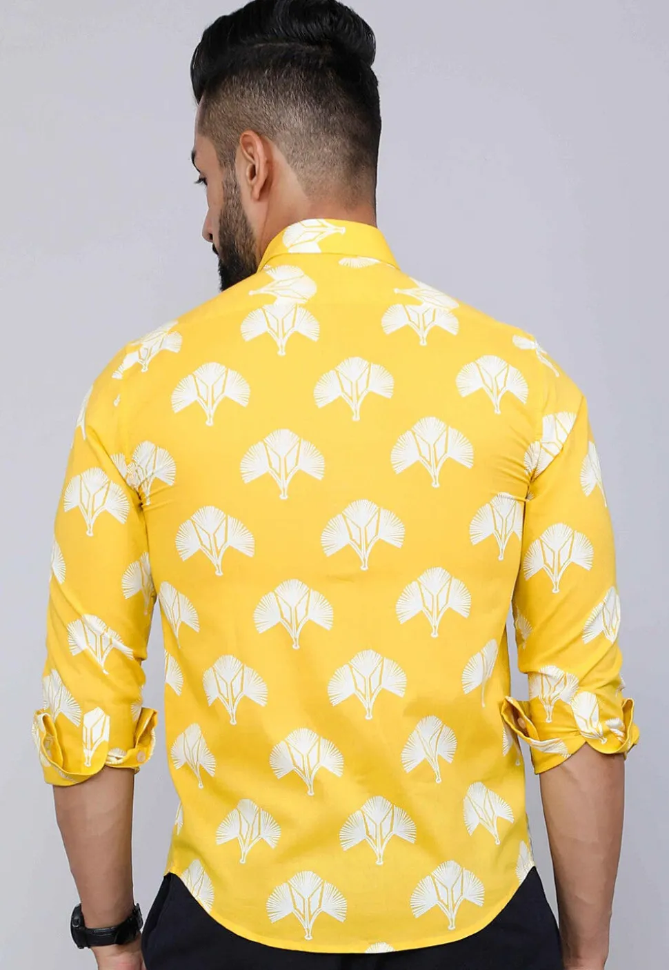 Printed Pure Cotton Shirt in Yellow