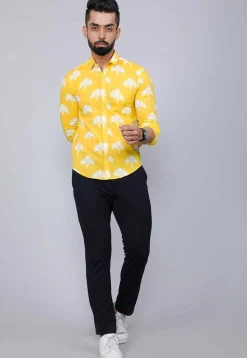 Printed Pure Cotton Shirt in Yellow