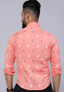 Printed Pure Cotton Shirt in Peach