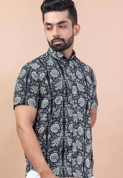 Printed Pure Cotton Shirt in Black