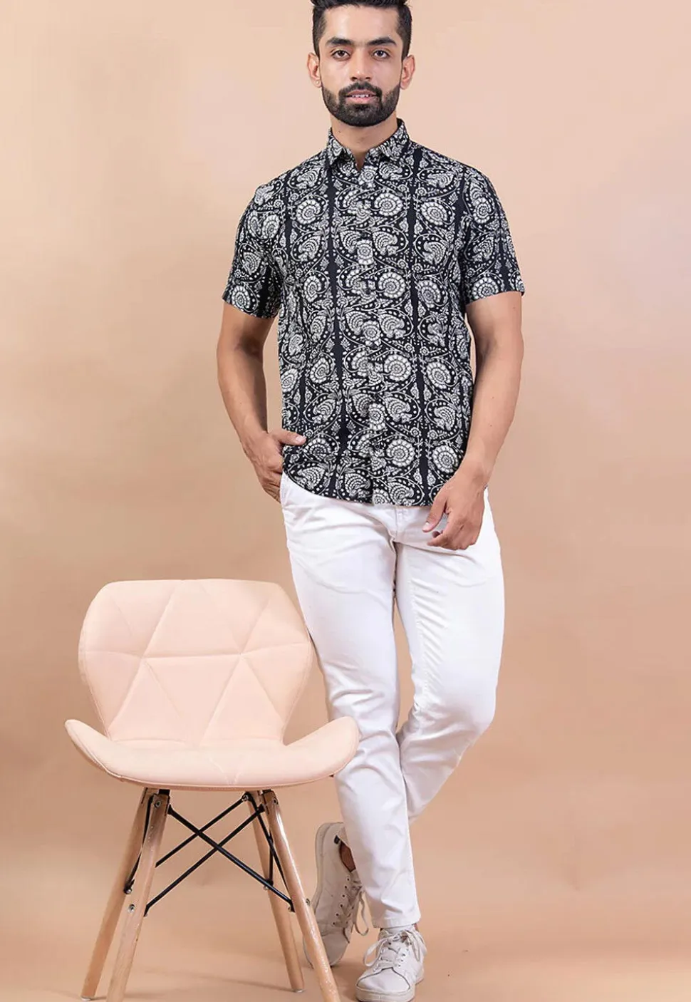 Printed Pure Cotton Shirt in Black
