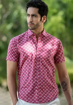 Printed Pure Cotton Shirt in Pink