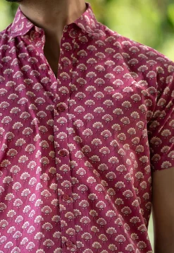 Printed Pure Cotton Shirt in Pink
