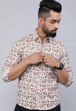 Printed Pure Cotton Shirt in White