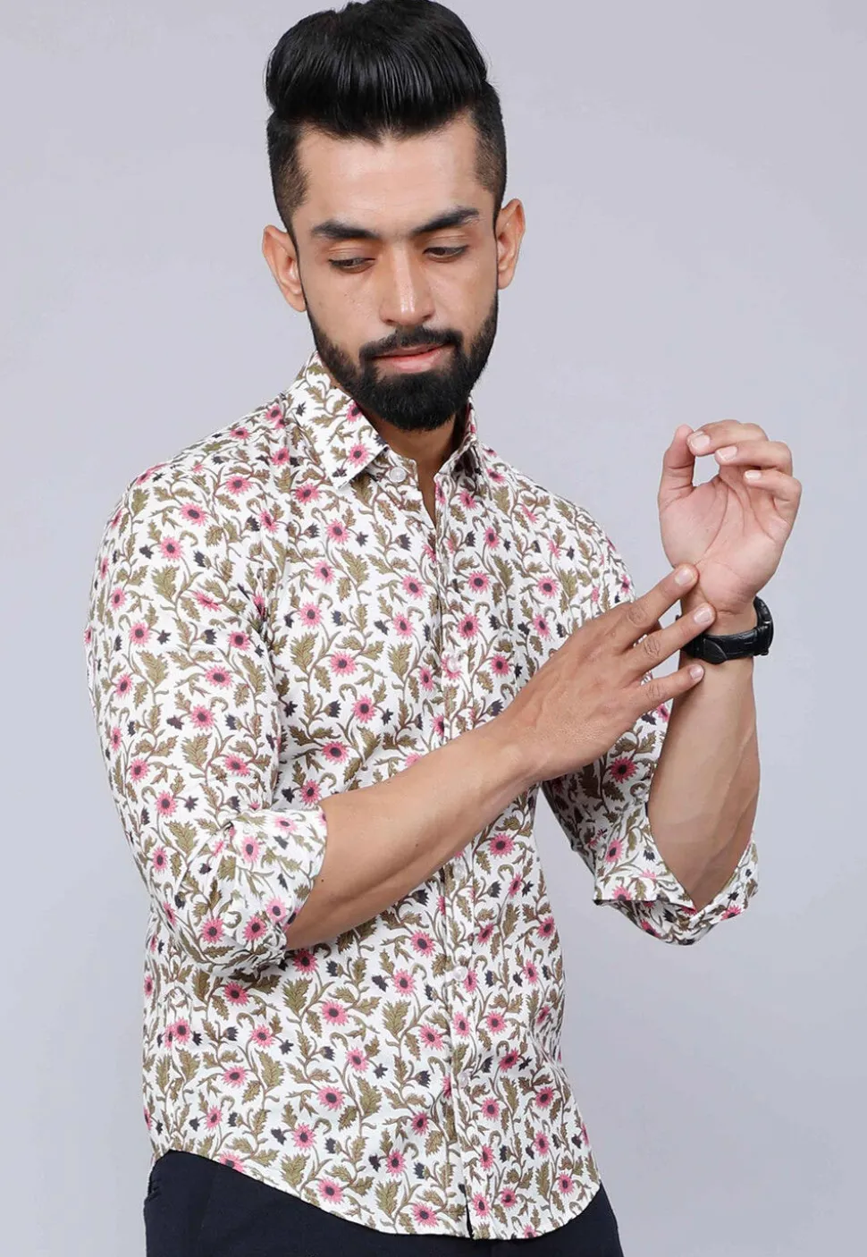 Printed Pure Cotton Shirt in White