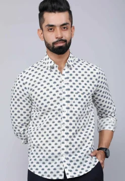 Printed Pure Cotton Shirt in White