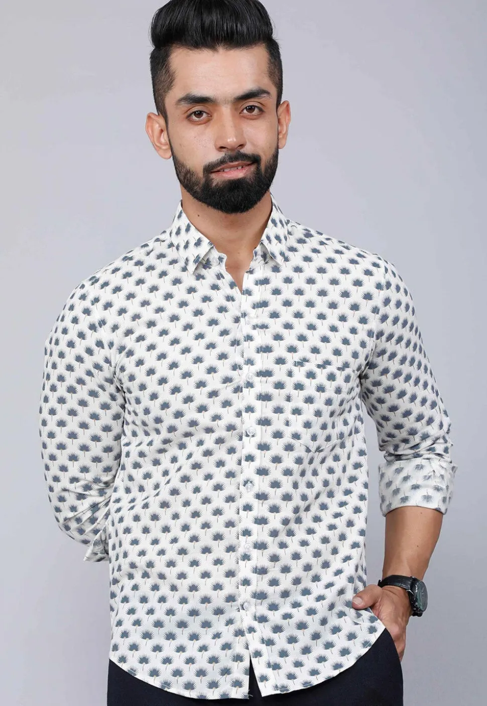 Printed Pure Cotton Shirt in White