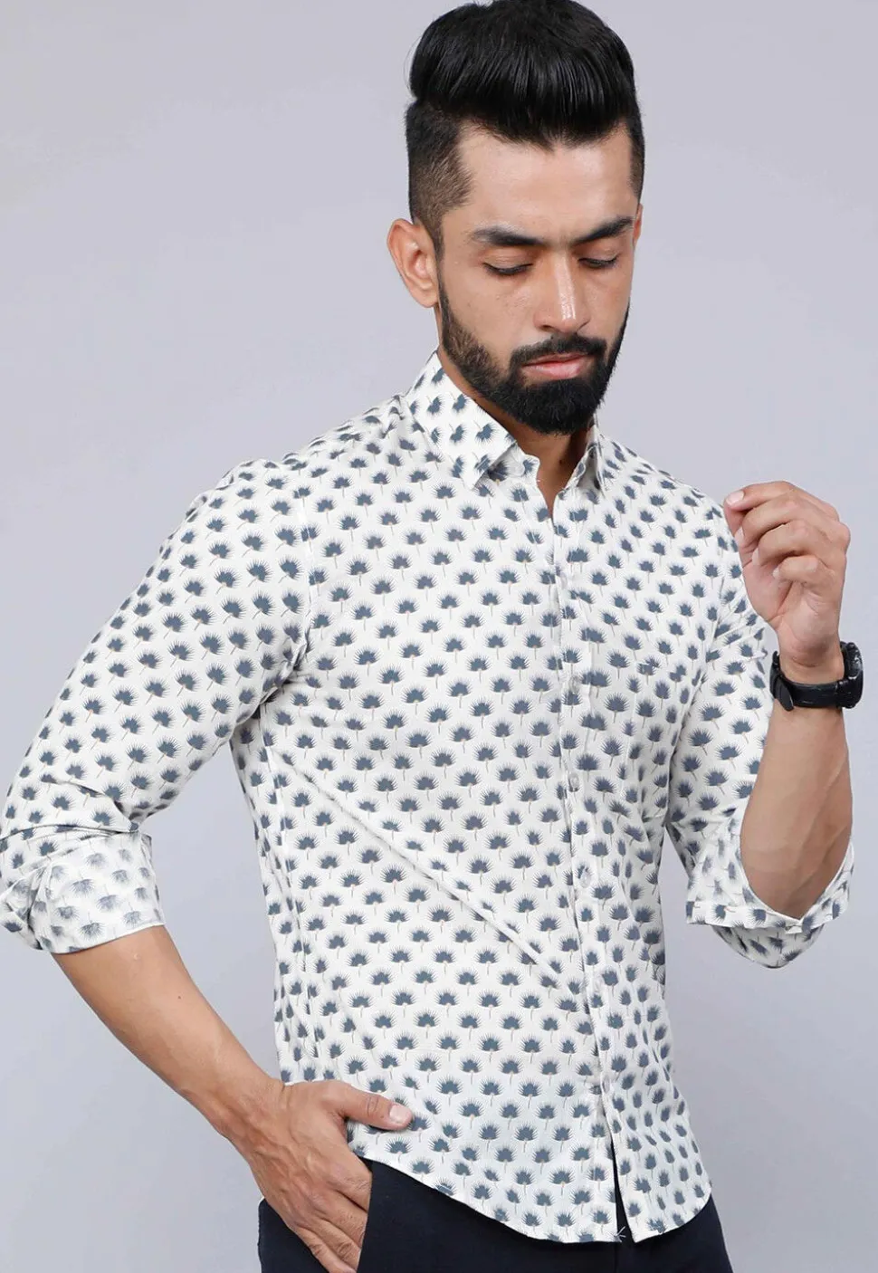 Printed Pure Cotton Shirt in White
