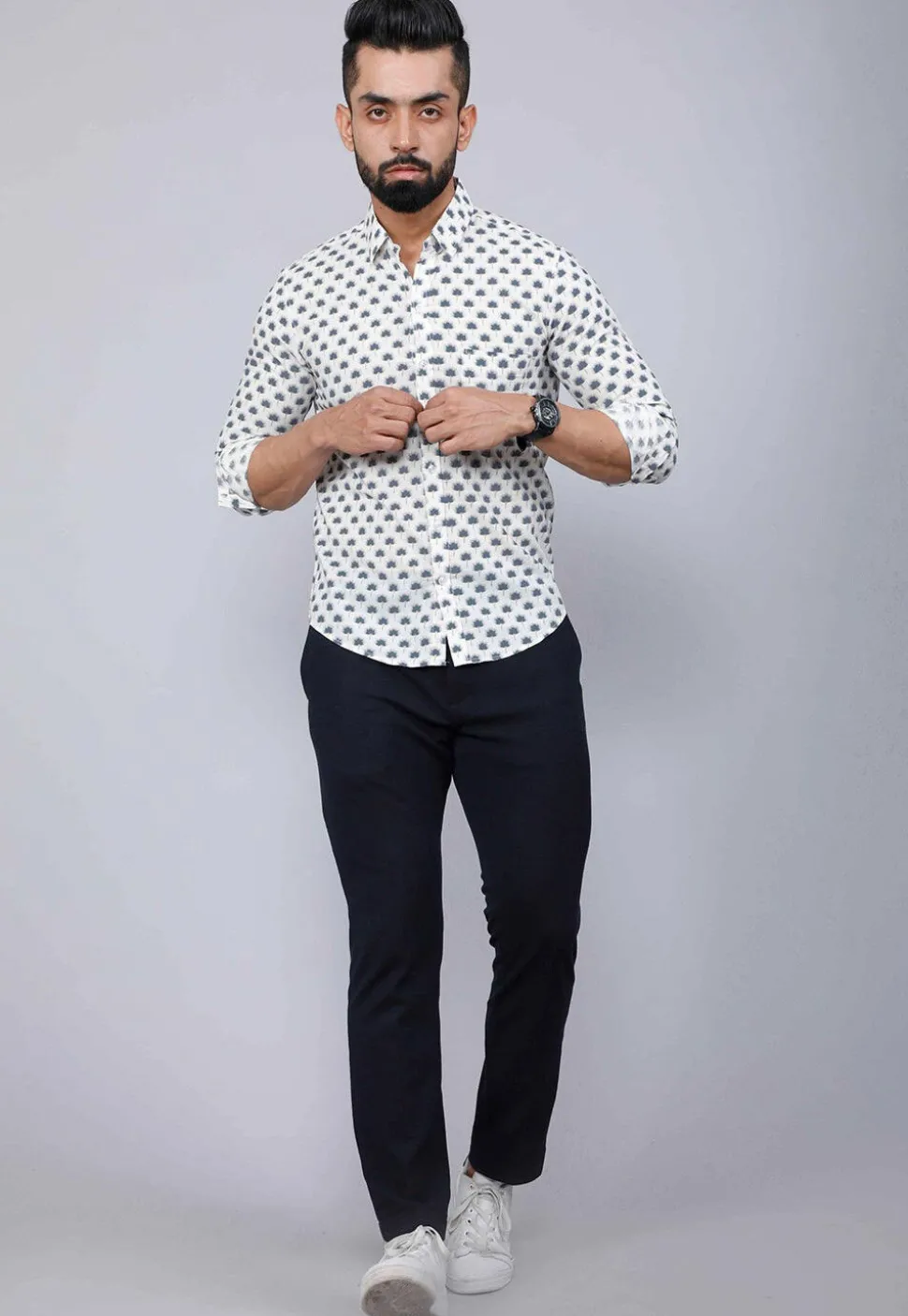 Printed Pure Cotton Shirt in White