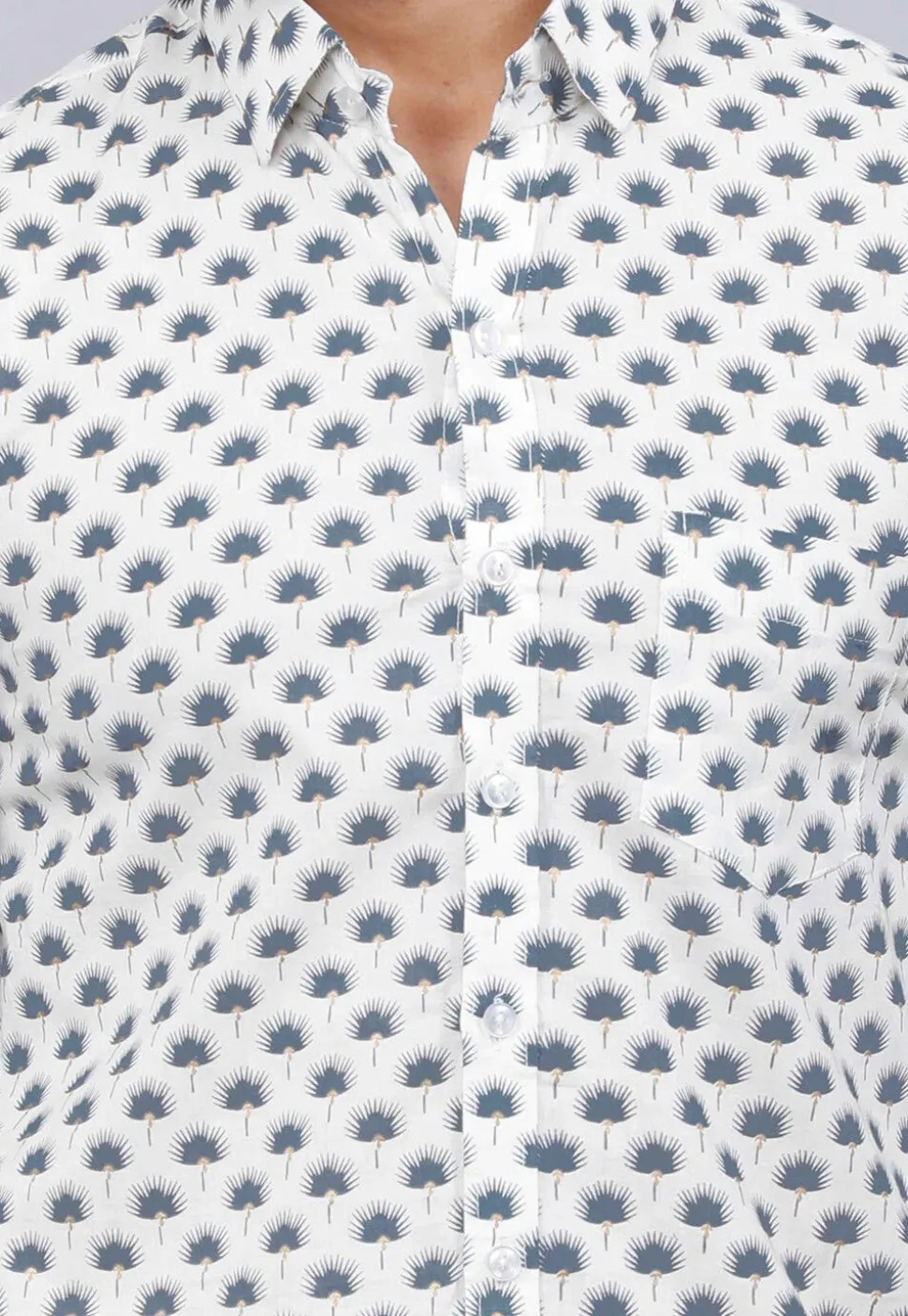 Printed Pure Cotton Shirt in White