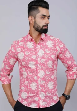Printed Pure Cotton Shirt in Pink