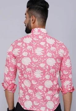 Printed Pure Cotton Shirt in Pink