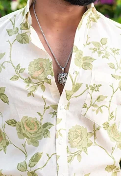 Printed Pure Cotton Shirt in Off White