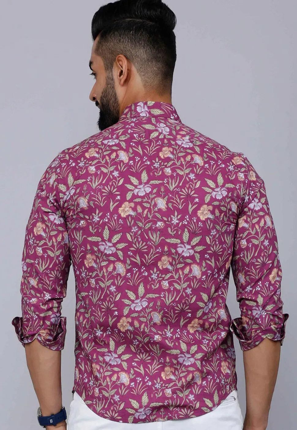 Printed Pure Cotton Shirt in Purple