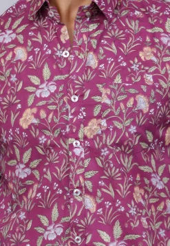Printed Pure Cotton Shirt in Purple