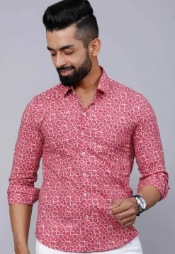 Printed Pure Cotton Shirt in Pink