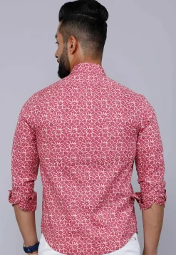 Printed Pure Cotton Shirt in Pink