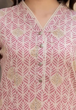 Printed Pure Cotton Straight Kurti in Pink