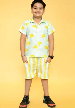 Printed Pure Cotton Top Set in Pastel Green