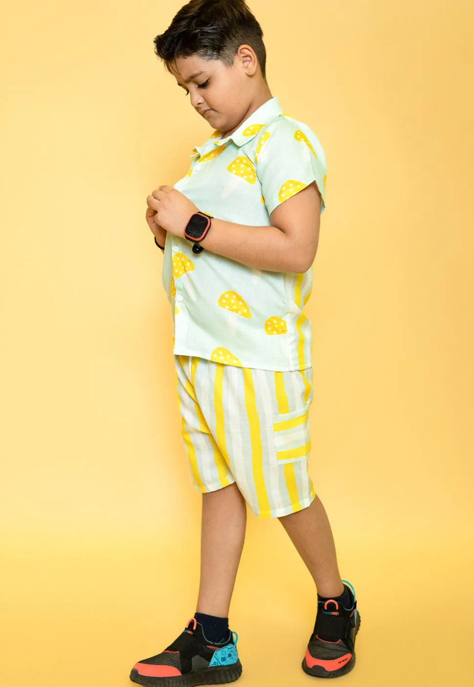 Printed Pure Cotton Top Set in Pastel Green