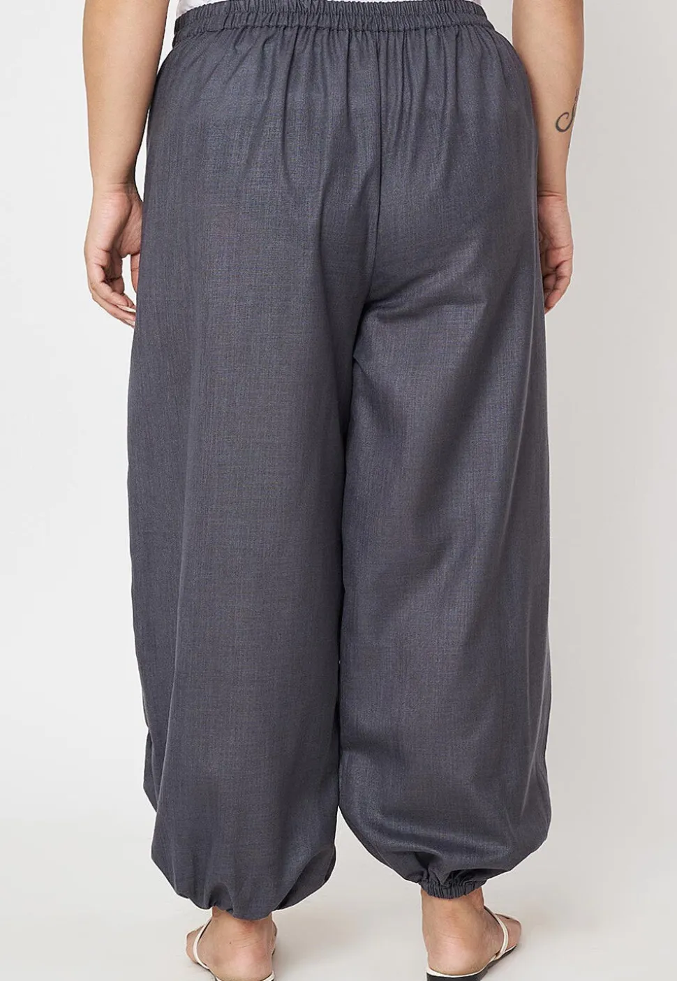 Printed Pure Cotton Trouser in Grey