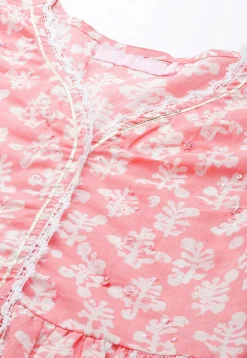 Printed Pure Cotton Tunic in Pink