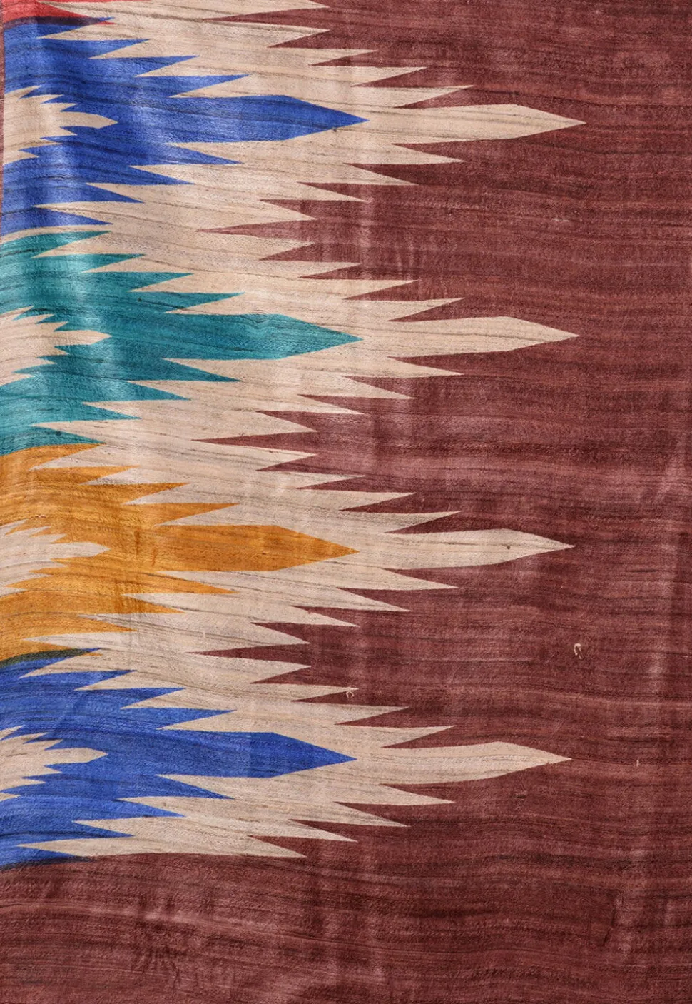 Printed Pure Ghicha Silk Saree in Brown