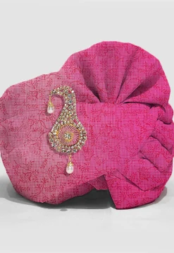 Printed Pure Kota Silk Unisex Turban in Pink