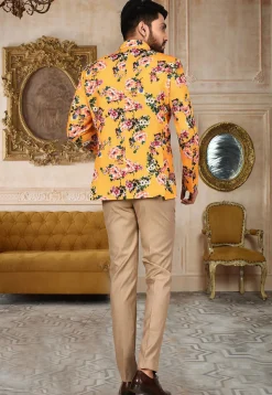 Printed Quilted Scuba Suit Set in Mustard