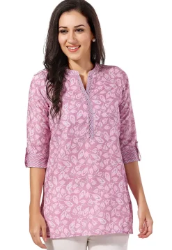 Printed Rayon Kurti in Pink