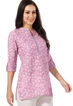 Printed Rayon Kurti in Pink