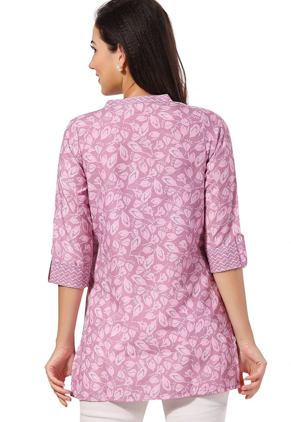 Printed Rayon Kurti in Pink