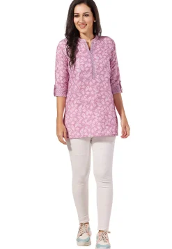 Printed Rayon Kurti in Pink